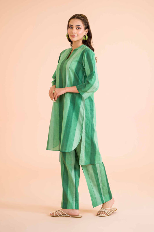 Verdant Elegance Striped Ensemble
