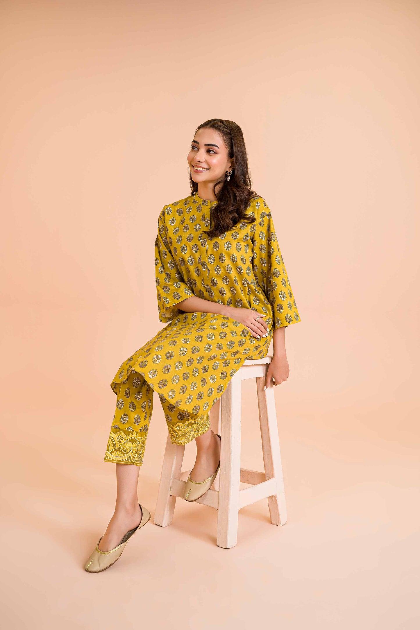 Golden Heritage Cotton Kurta & Pants