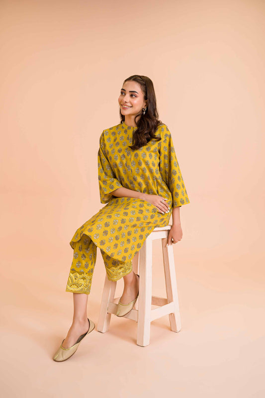 Golden Heritage Cotton Kurta & Pants