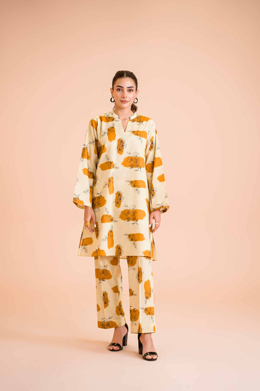 Amber Petals Printed Two-Piece Suit