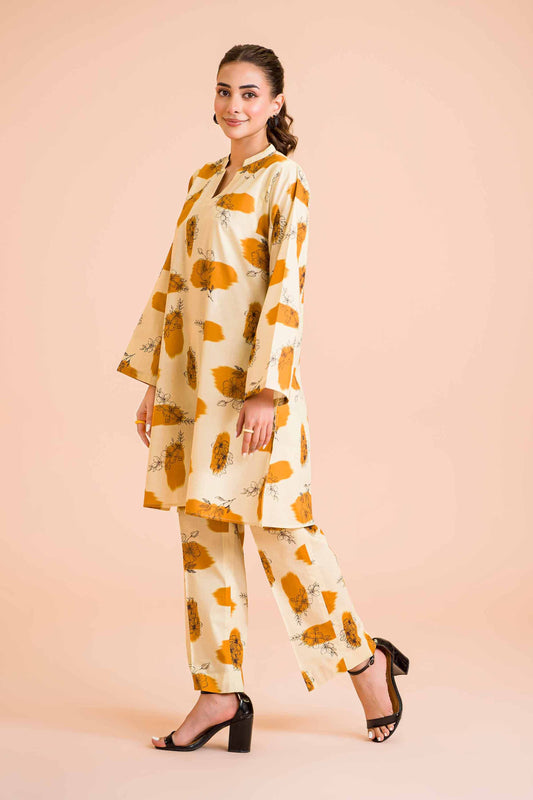 Amber Petals Printed Two-Piece Suit