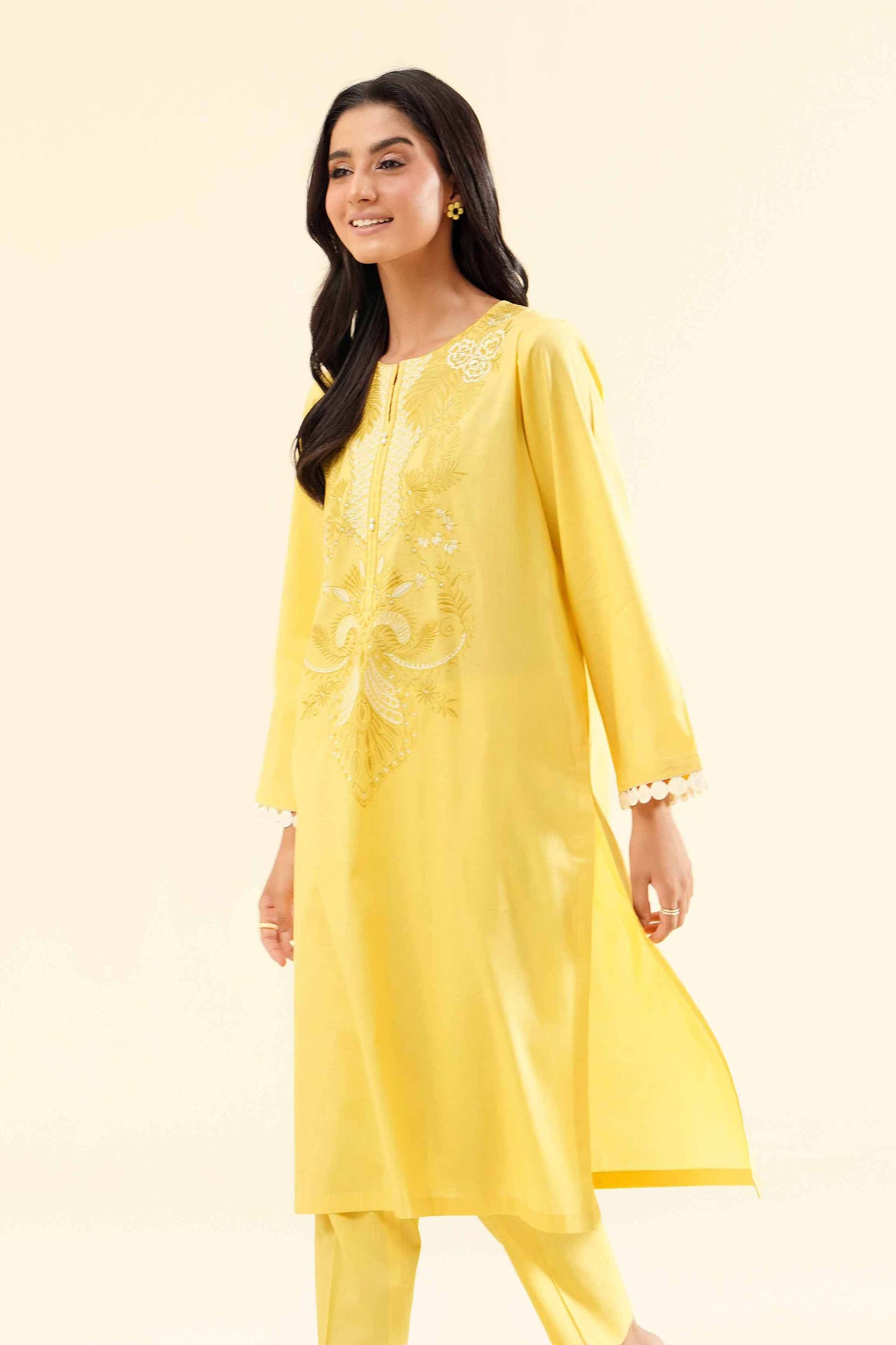 Sunny Glow Yellow Embroidered 2-Piece Set