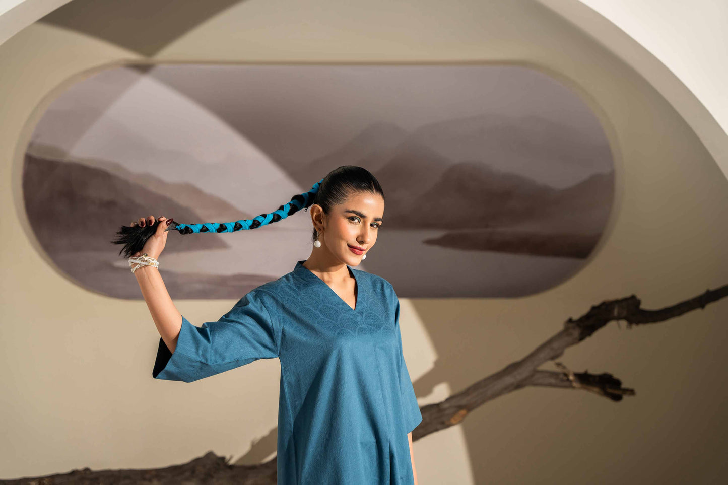 Teal Grace Kurta Set with Embroidered Pants