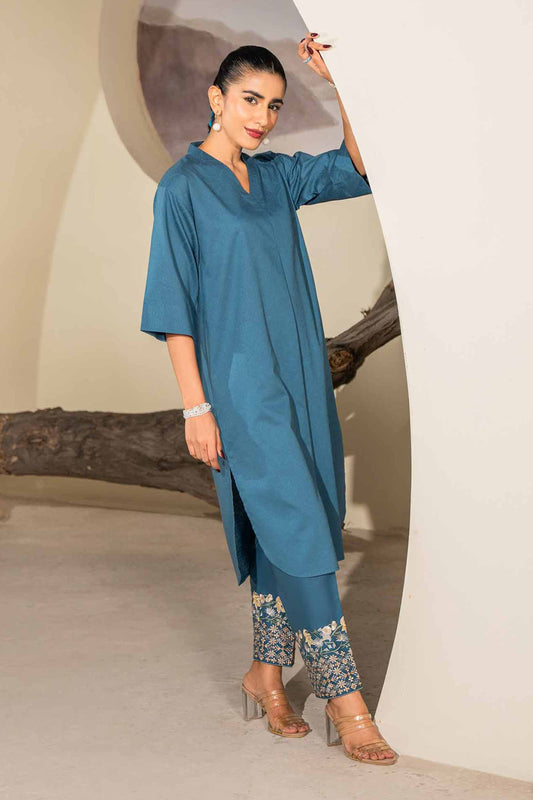 Teal Grace Kurta Set with Embroidered Pants