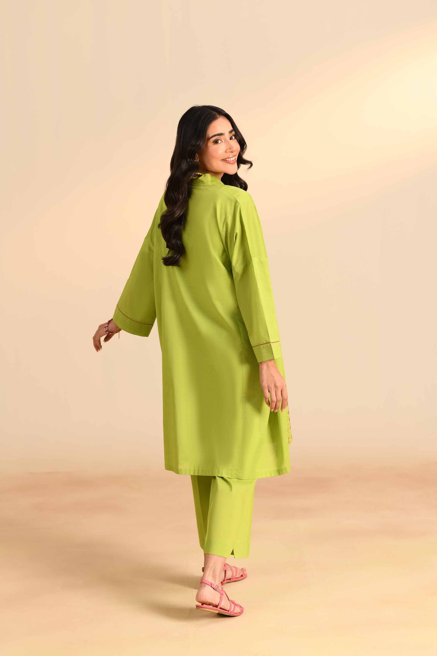 Lime Blossom Embroidered Kurta Set