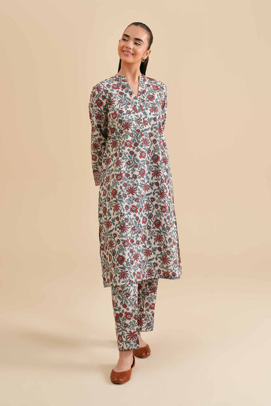 Ethnic Charm Red & Teal Floral Co-ord