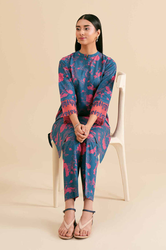 Botanic Elegance Teal Kurta & Pants