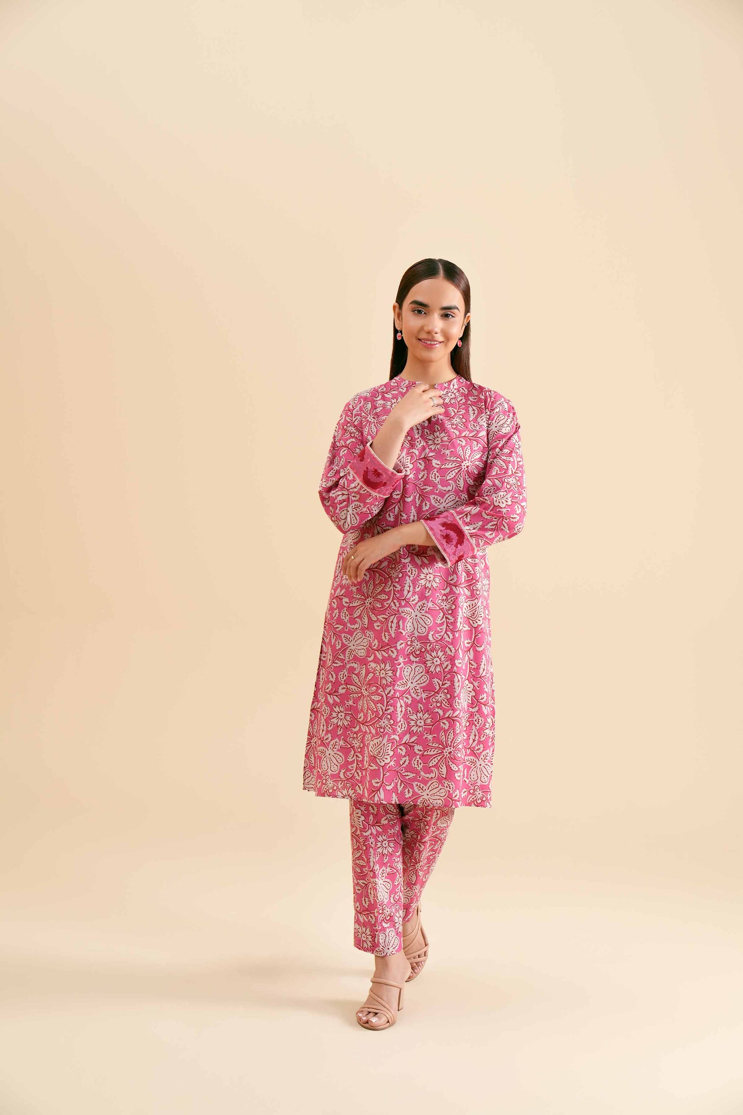 Fuchsia Floral Two-Piece Suit