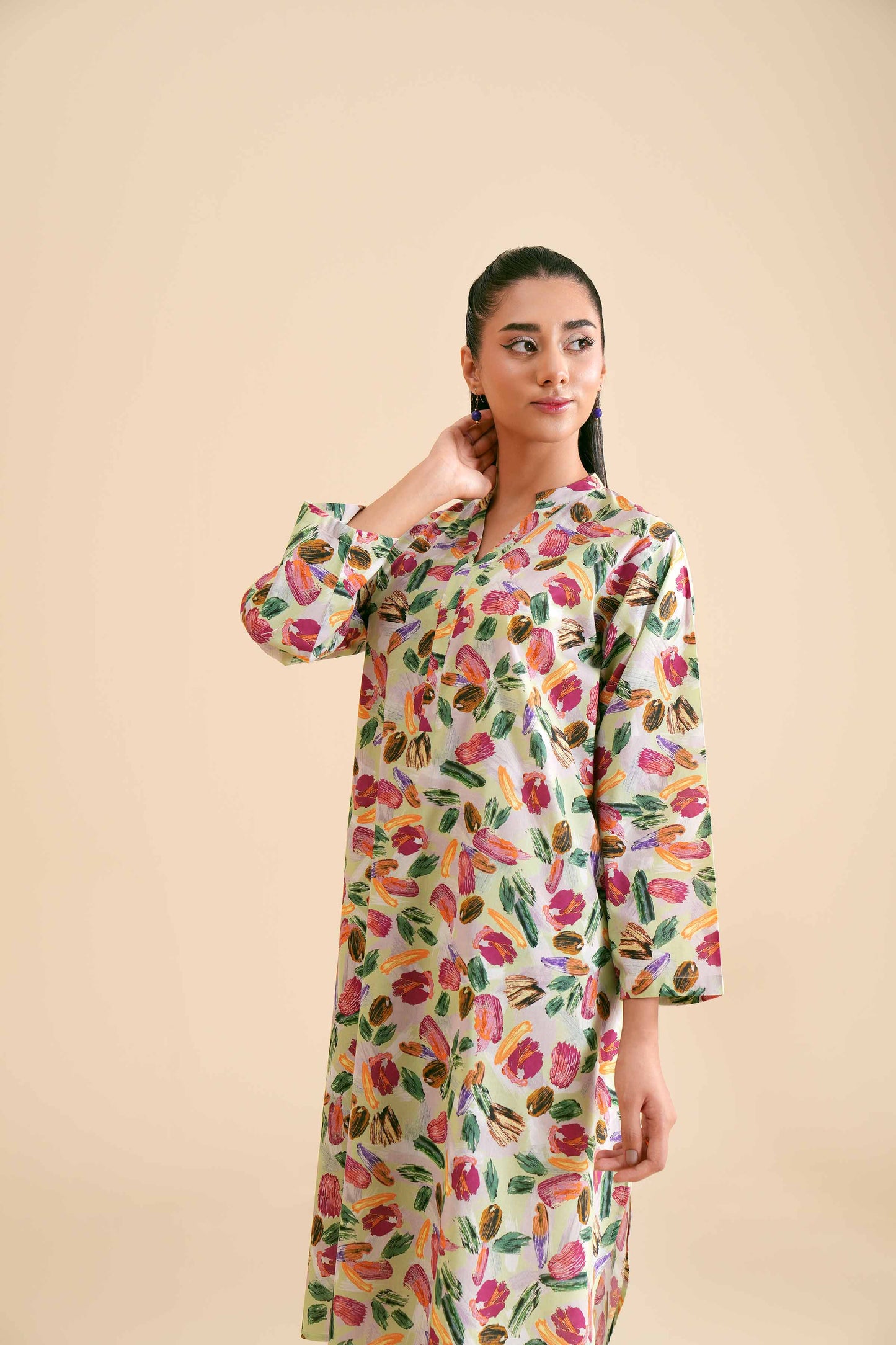 White Botanical Abstract Printed Outfit