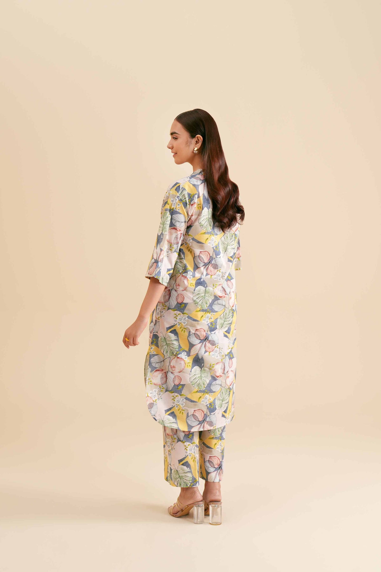 Pastel Tropical Leaf & Bloom Printed 2-Piece Set