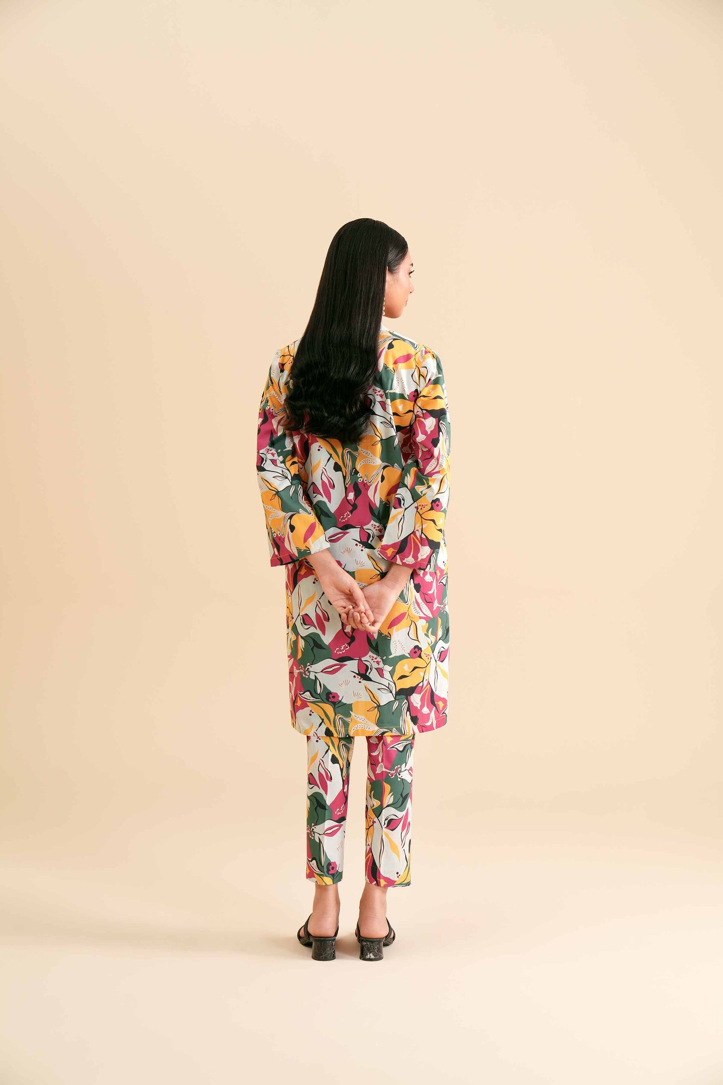 Multicolor Abstract Face Art Printed Co-ord Set