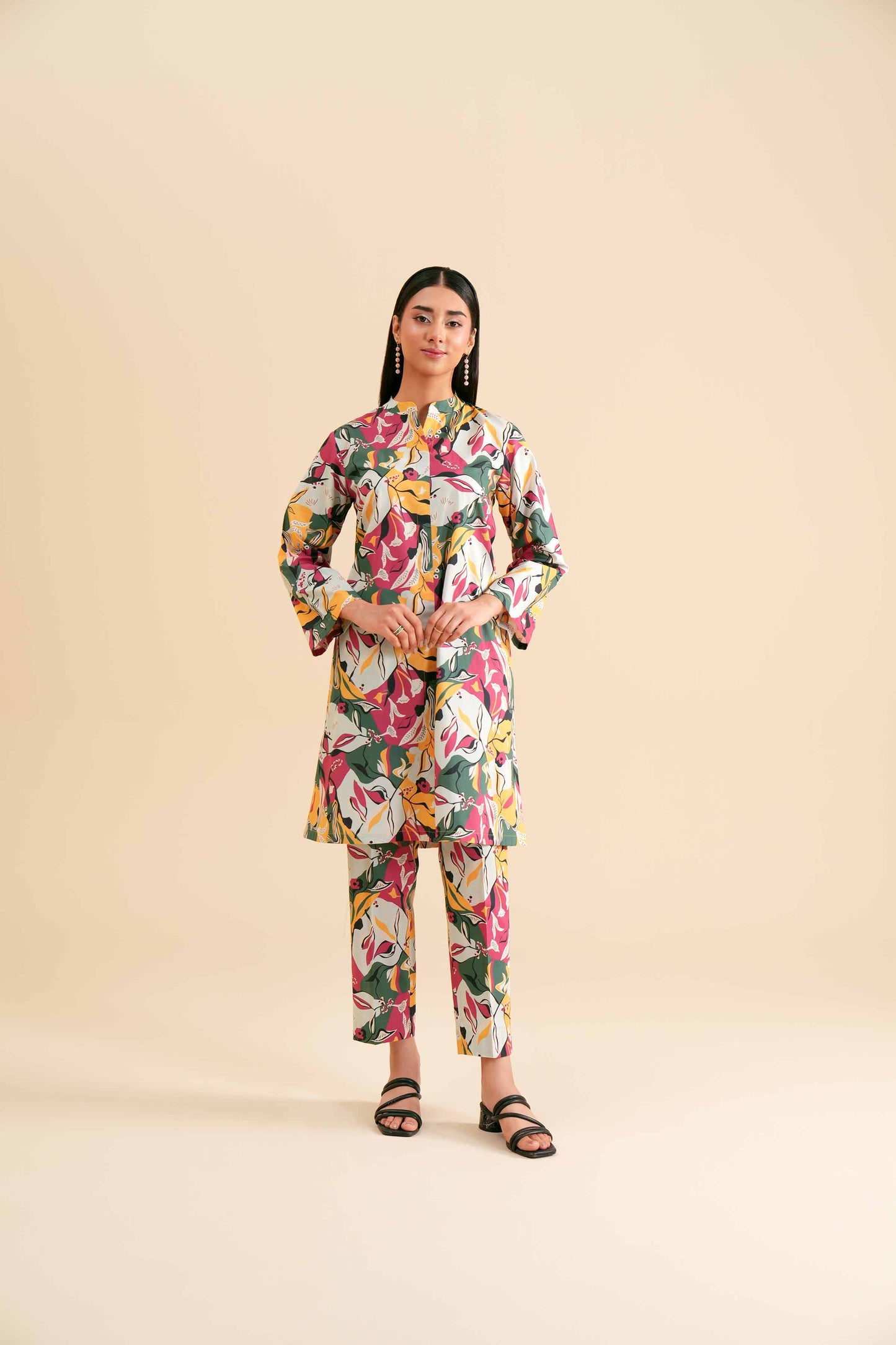 Multicolor Abstract Face Art Printed Co-ord Set