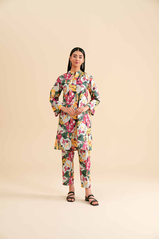 Multicolor Abstract Face Art Printed Co-ord Set