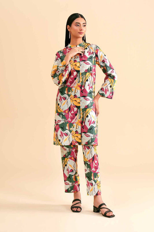 Multicolor Abstract Face Art Printed Co-ord Set