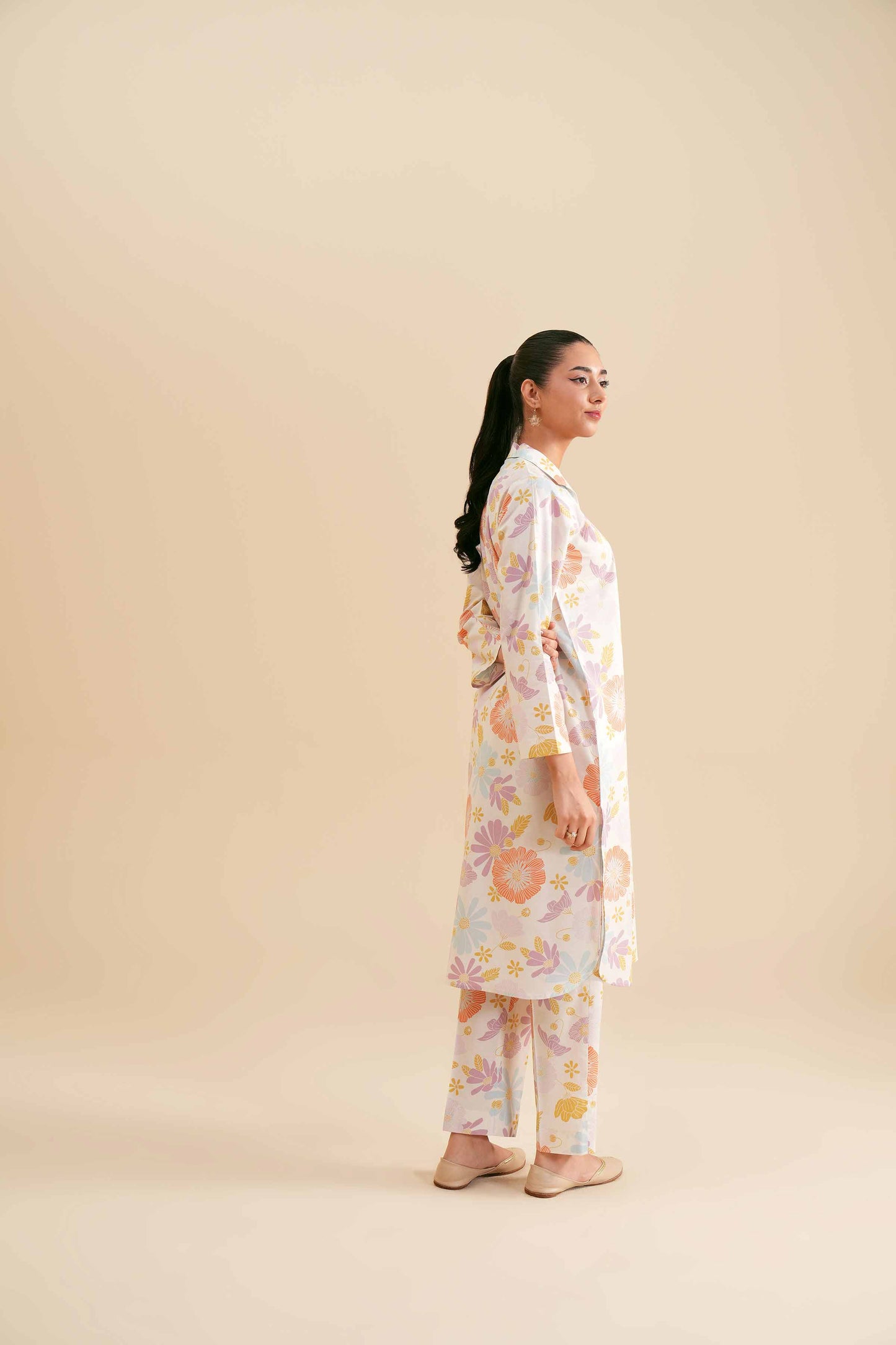 Soft Summer Pastel Floral Kurta & Pant Co-ord