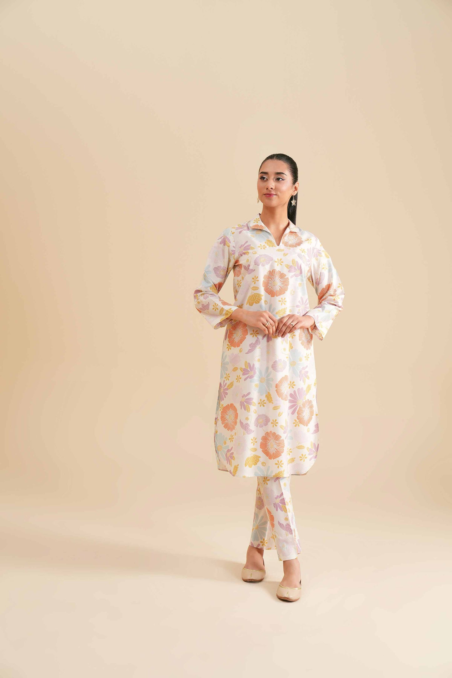 Soft Summer Pastel Floral Kurta & Pant Co-ord
