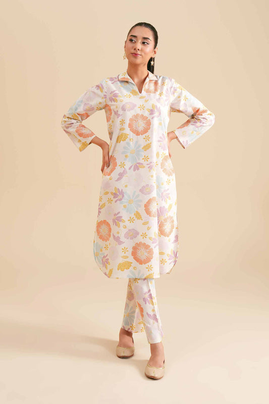 Soft Summer Pastel Floral Kurta & Pant Co-ord