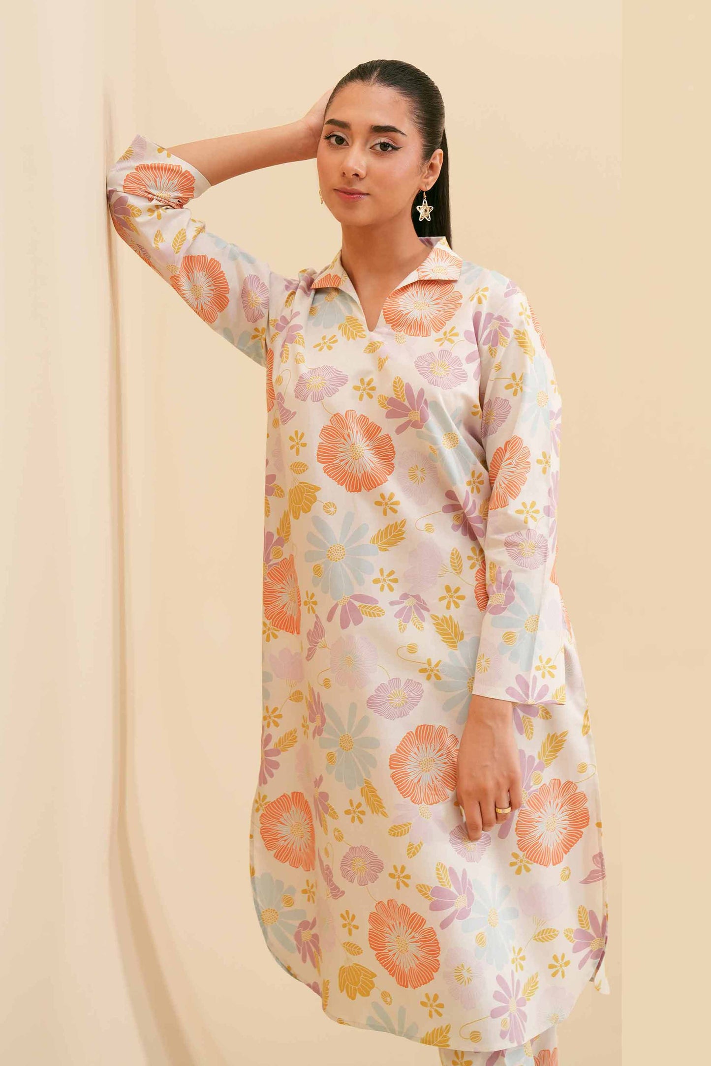 Soft Summer Pastel Floral Kurta & Pant Co-ord