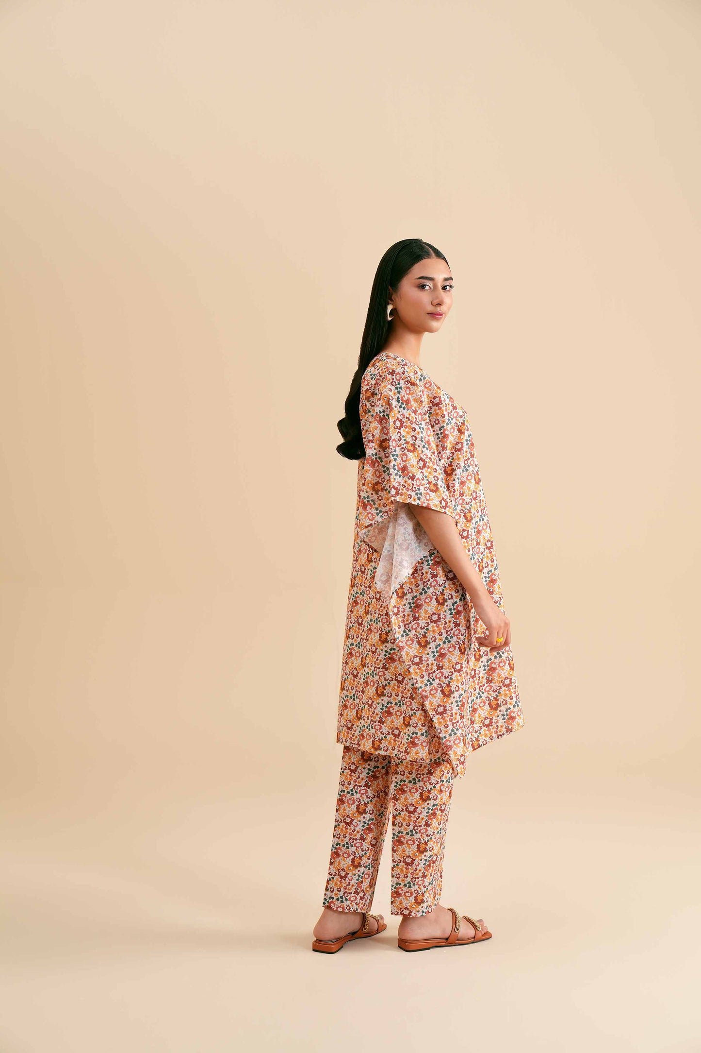Vibrant Floral Kaftan-Style Co-ord Set