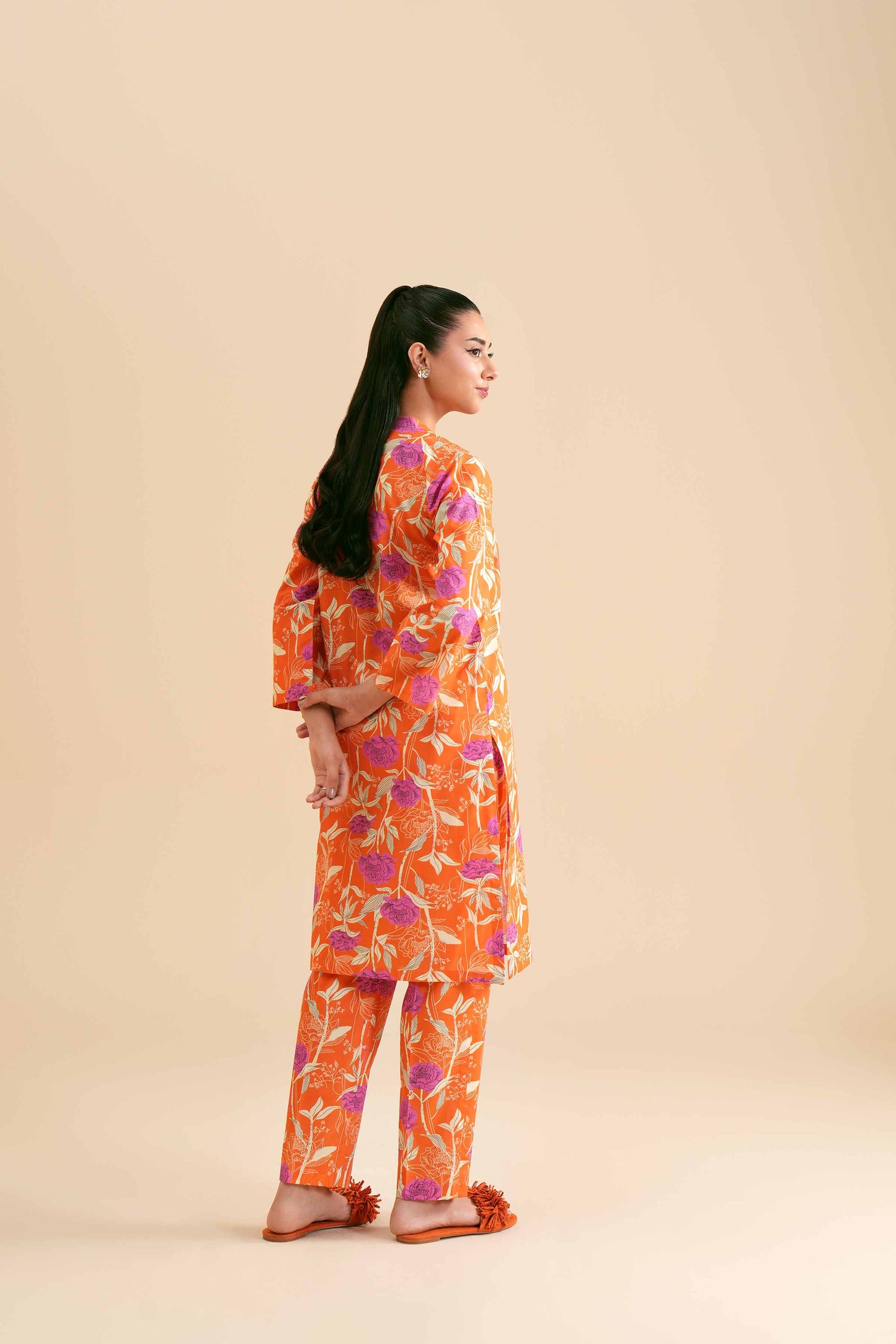 Orange Blossom Bold Floral Printed 2-Piece Set