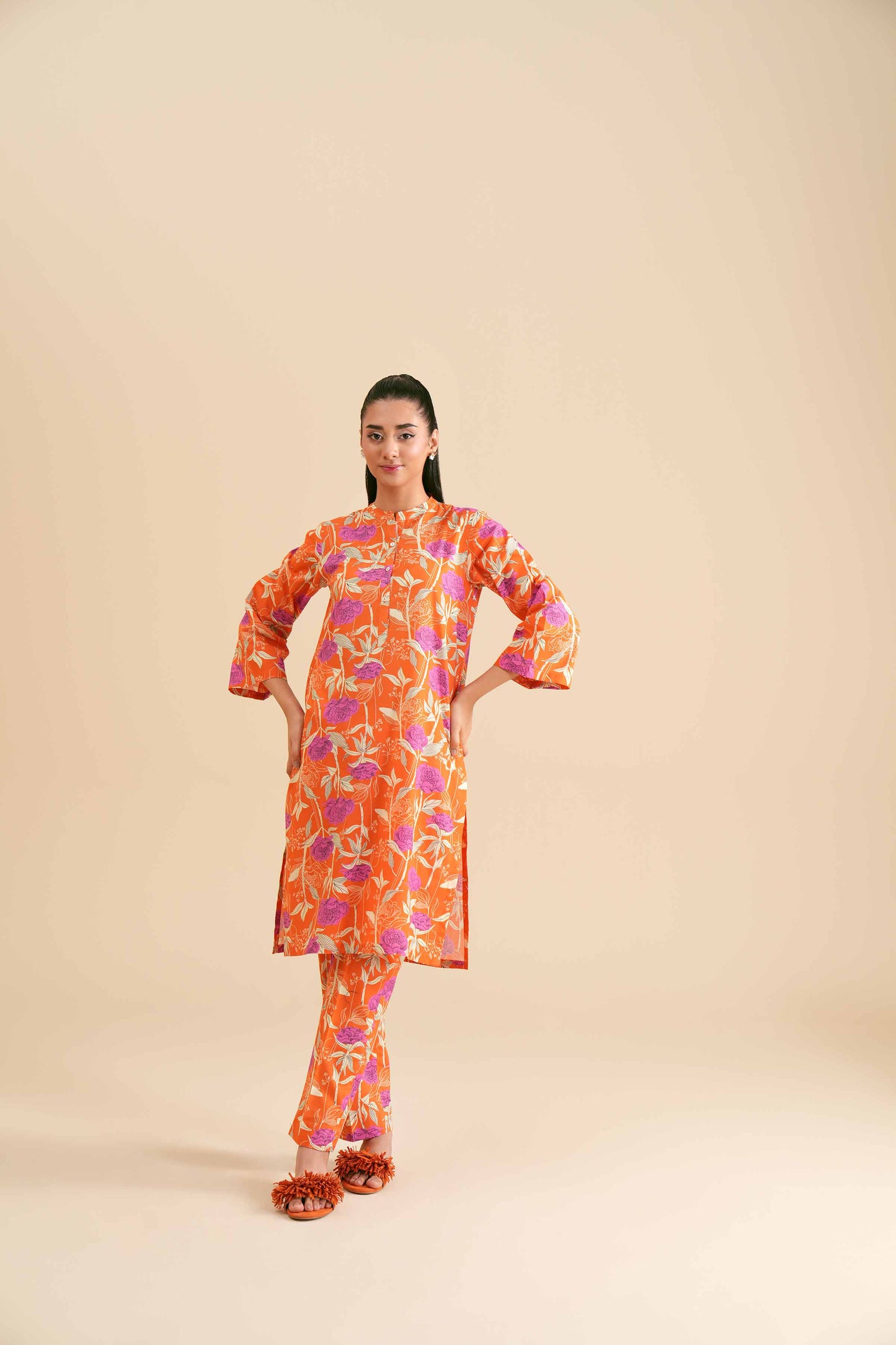 Orange Blossom Bold Floral Printed 2-Piece Set
