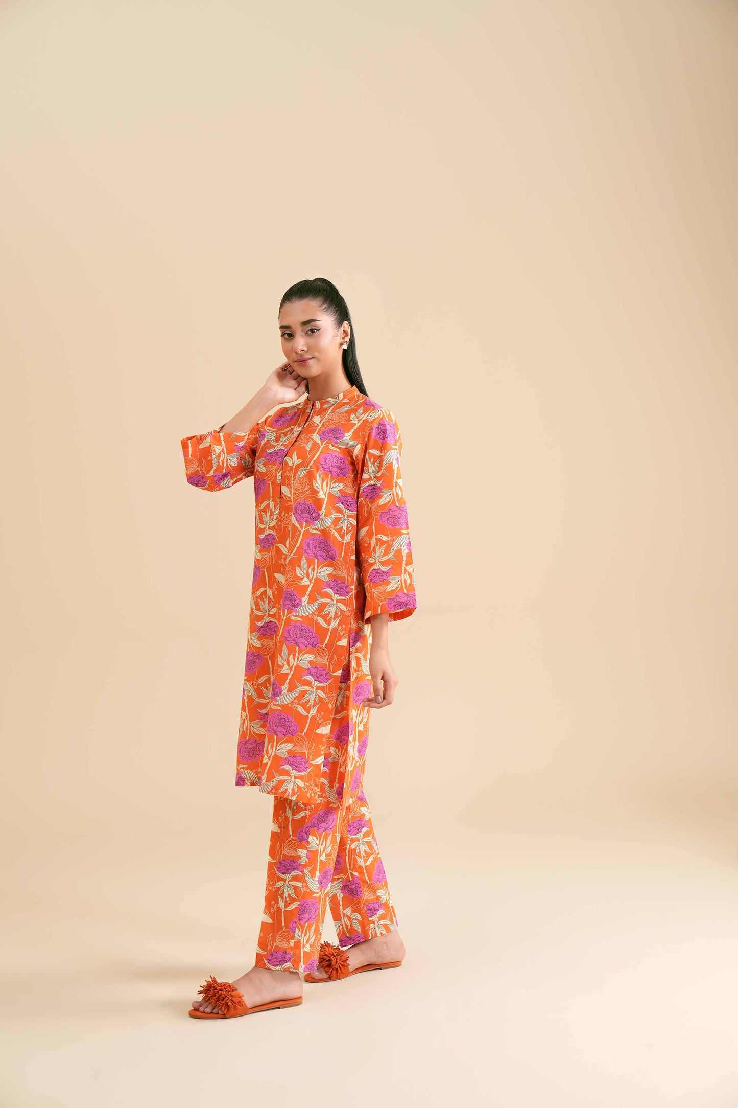 Orange Blossom Bold Floral Printed 2-Piece Set