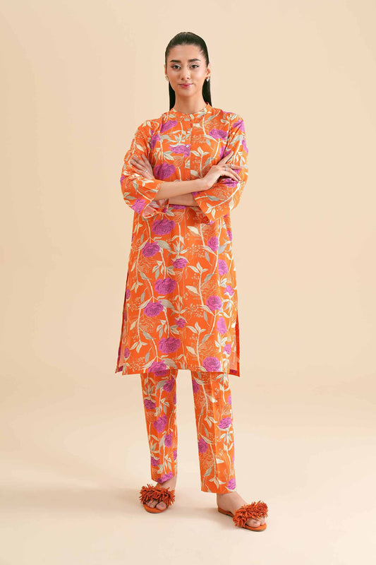 Orange Blossom Bold Floral Printed 2-Piece Set