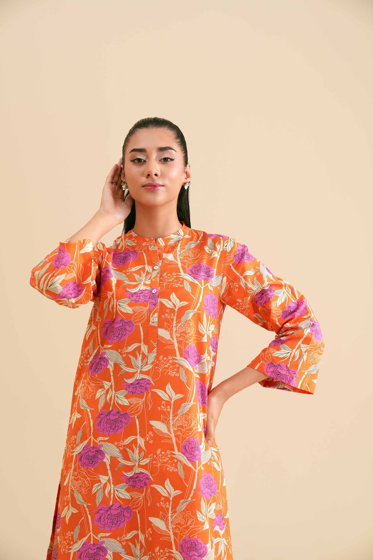 Orange Blossom Bold Floral Printed 2-Piece Set