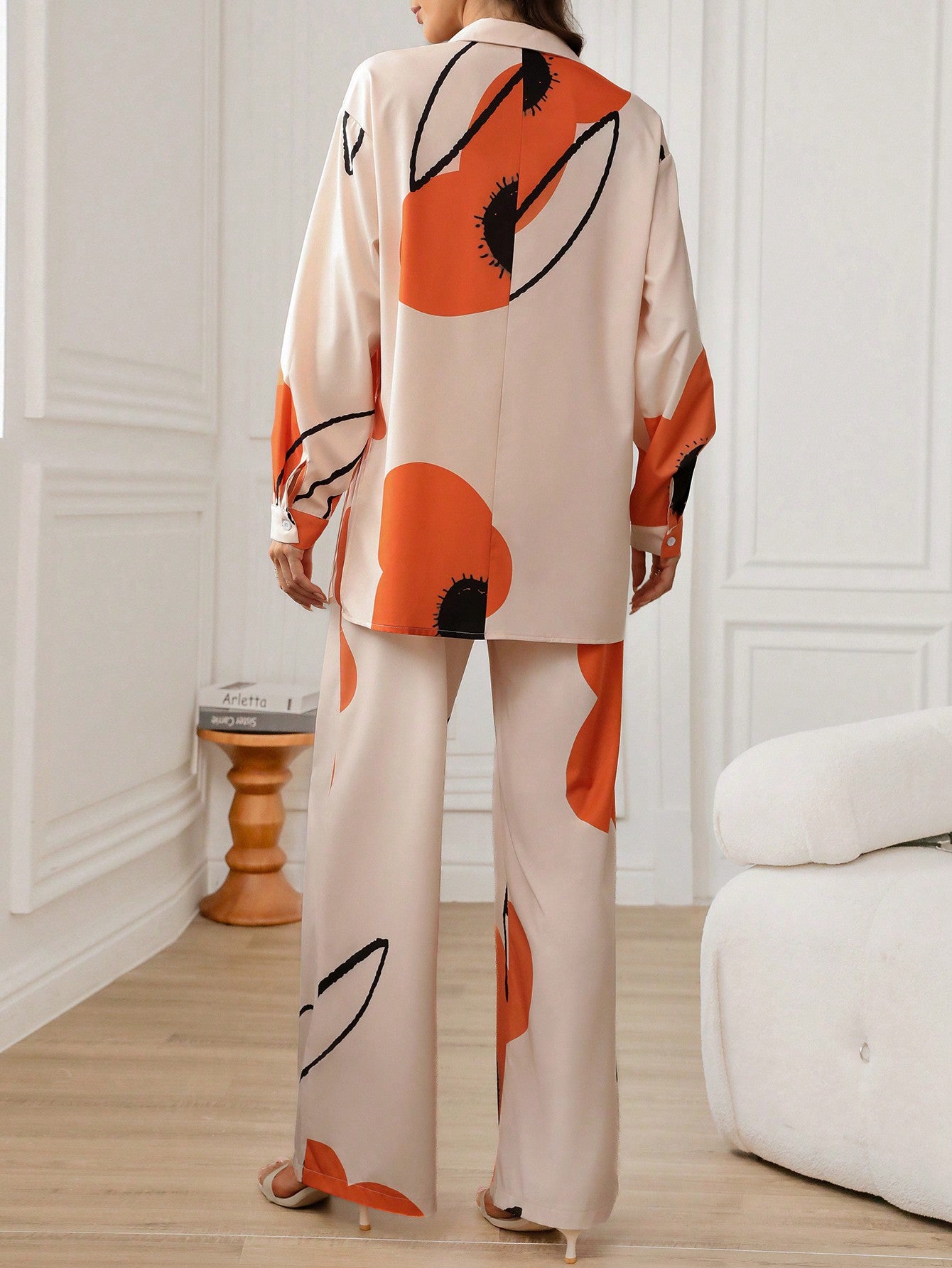 Multicolor 2pcs Women's Floral Print Long Sleeve Co-ord Set